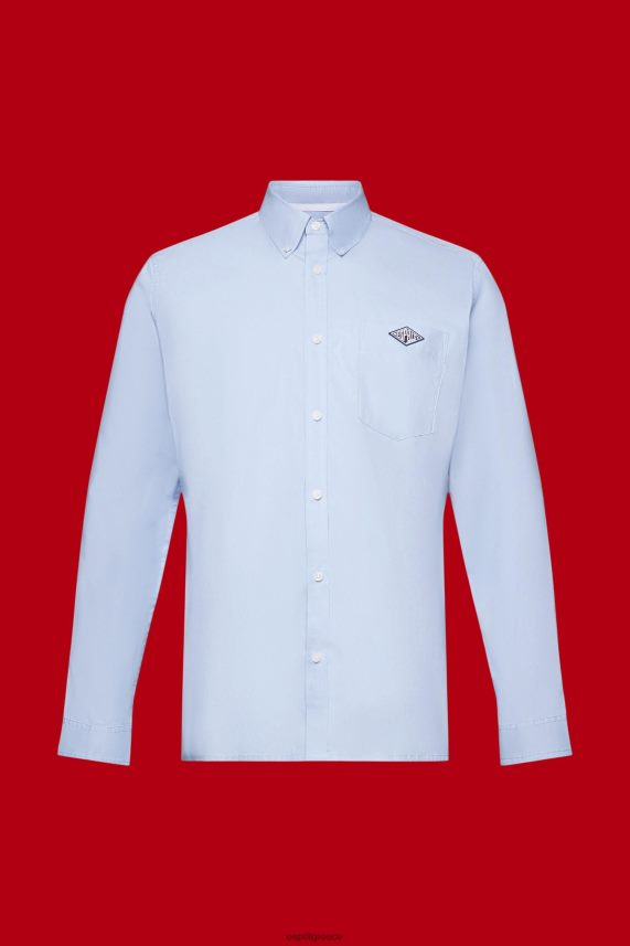 άνδρες Esprit παστέλ μπλε βαμβακερό πουκάμισο με κουμπιά πουκάμισα 0J044P661