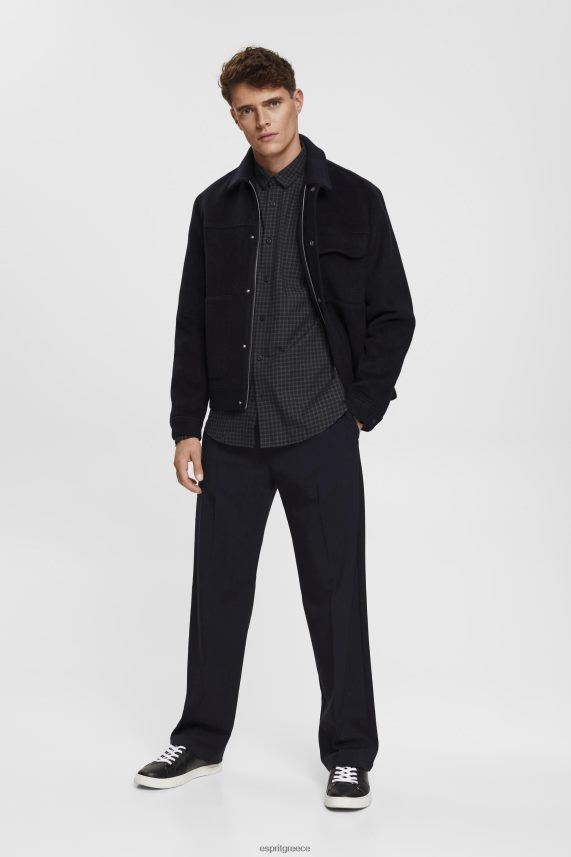 άνδρες Esprit μαύρος καρό πουκάμισο με λεπτή εφαρμογή πουκάμισα 0J044P687