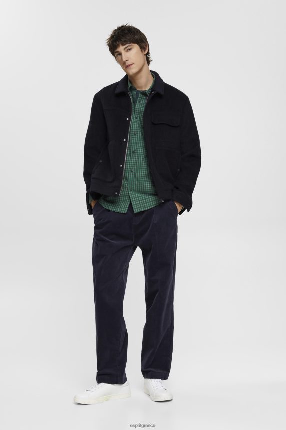 άνδρες Esprit σκούρο γαλαζοπράσινο καρό πουκάμισο με λεπτή εφαρμογή πουκάμισα 0J044P688