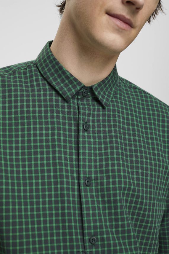 άνδρες Esprit σκούρο γαλαζοπράσινο καρό πουκάμισο με λεπτή εφαρμογή πουκάμισα 0J044P688