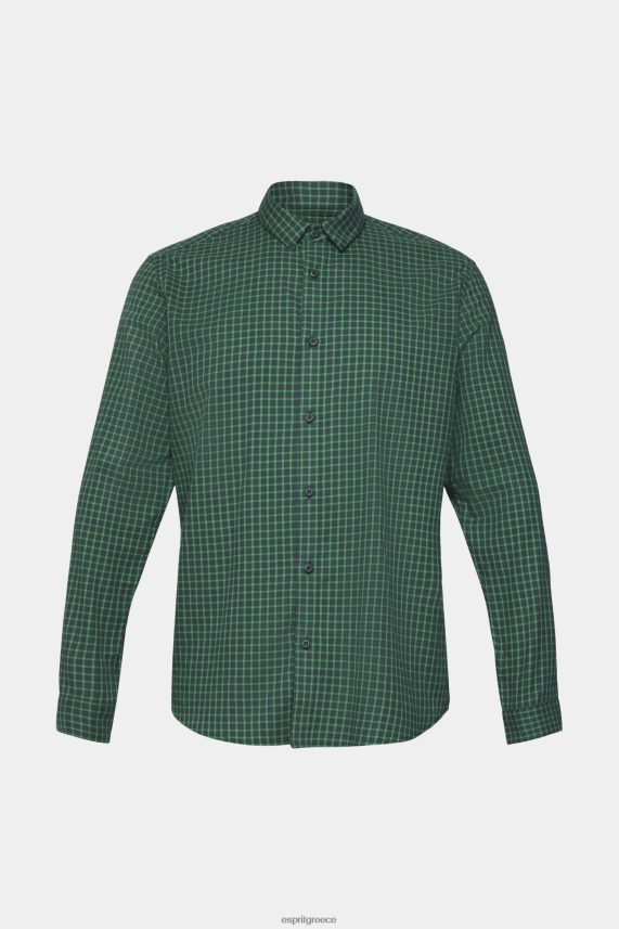 άνδρες Esprit σκούρο γαλαζοπράσινο καρό πουκάμισο με λεπτή εφαρμογή πουκάμισα 0J044P688