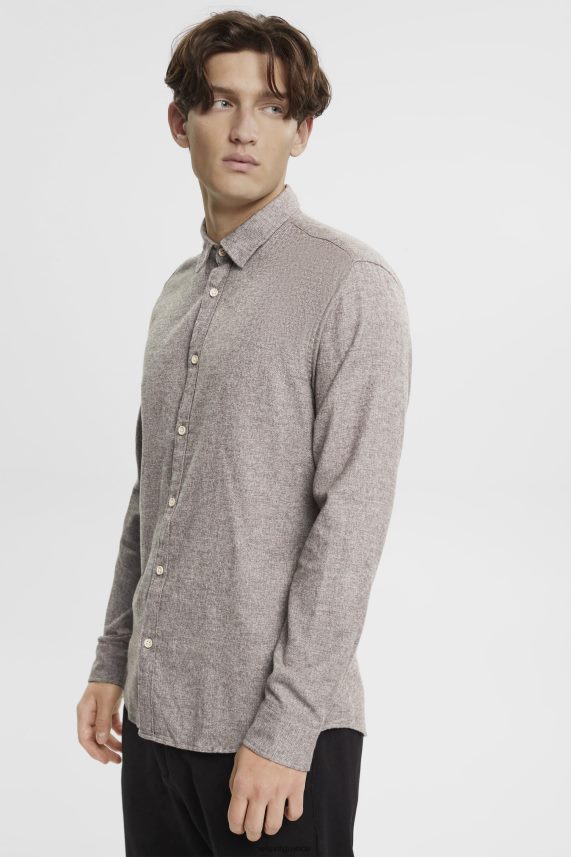 άνδρες Esprit σκούρο καφέ πουκάμισο σε λεπτή εφαρμογή πουκάμισα 0J044P700