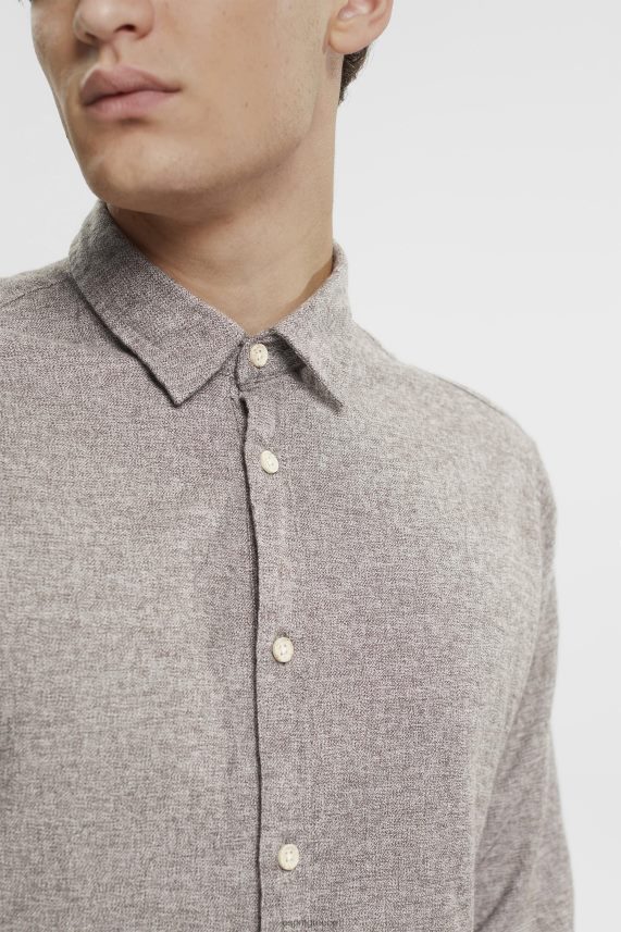 άνδρες Esprit σκούρο καφέ πουκάμισο σε λεπτή εφαρμογή πουκάμισα 0J044P700