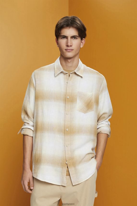 άνδρες Esprit πάγος καρό πουκάμισο ταρτάν από βαμβάκι και κάνναβη πουκάμισα 0J044P714