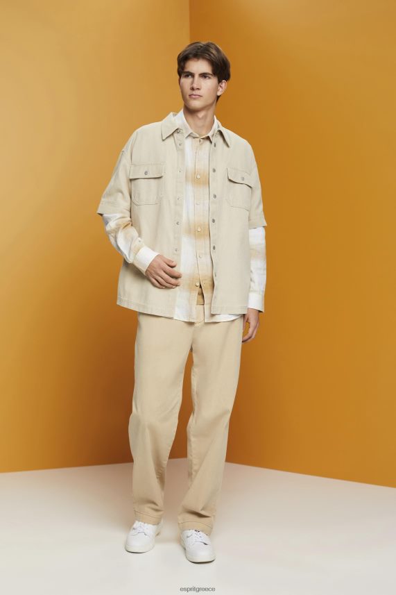 άνδρες Esprit πάγος καρό πουκάμισο ταρτάν από βαμβάκι και κάνναβη πουκάμισα 0J044P714