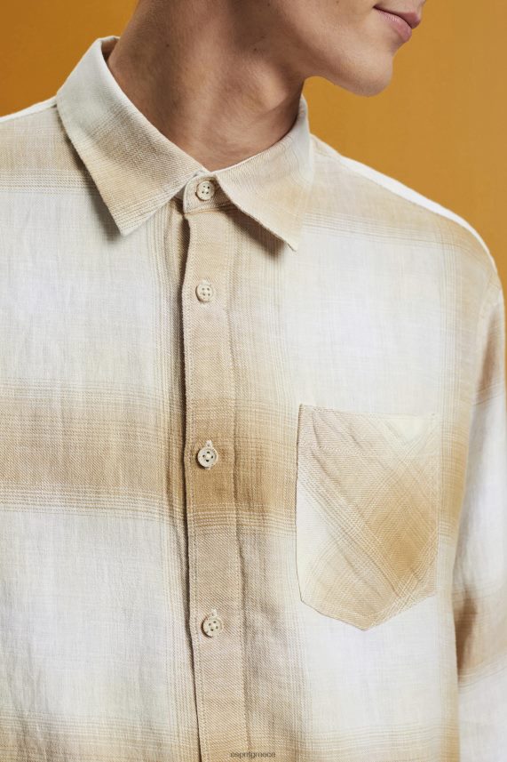 άνδρες Esprit πάγος καρό πουκάμισο ταρτάν από βαμβάκι και κάνναβη πουκάμισα 0J044P714