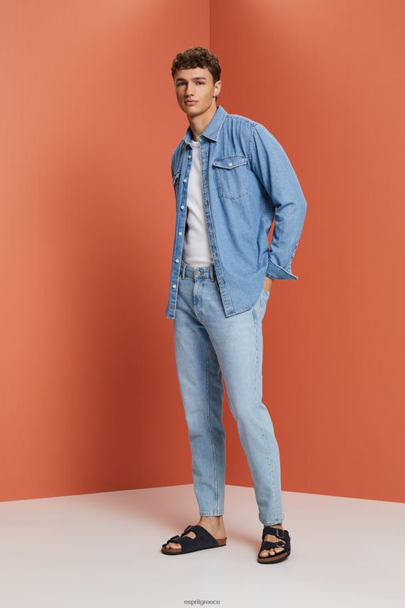 άνδρες Esprit πλύσιμο με μπλε φως βαμβακερό τζιν πουκάμισο πουκάμισα 0J044P732