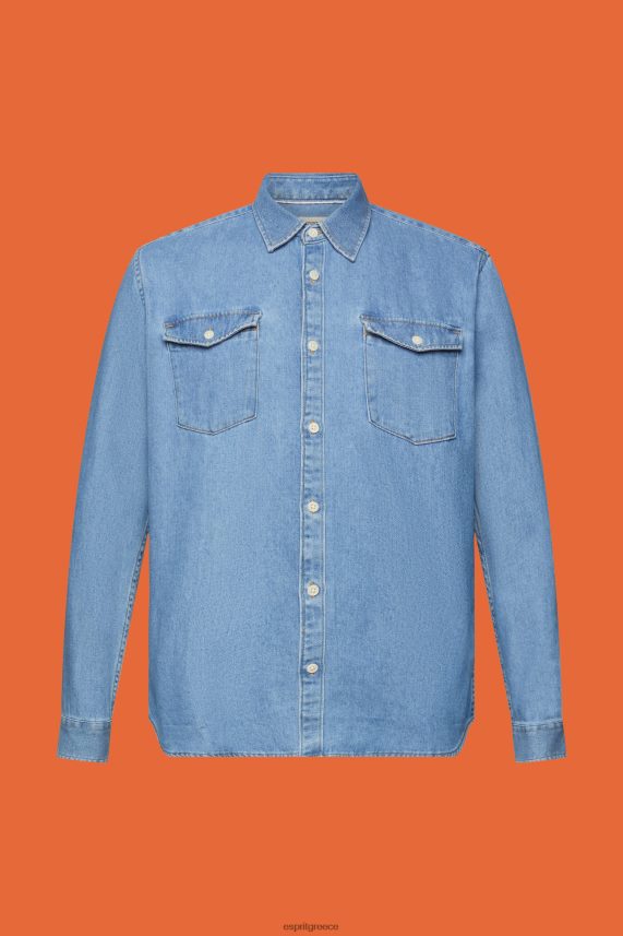 άνδρες Esprit πλύσιμο με μπλε φως βαμβακερό τζιν πουκάμισο πουκάμισα 0J044P732