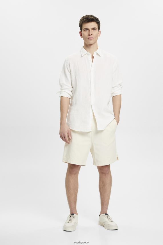 άνδρες Esprit υπόλευκο βιώσιμο βαμβακερό πουκάμισο μουσελίνας πουκάμισα 0J044P755