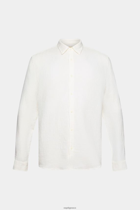 άνδρες Esprit υπόλευκο βιώσιμο βαμβακερό πουκάμισο μουσελίνας πουκάμισα 0J044P755