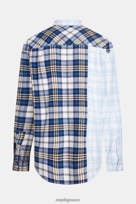 άνδρες Esprit μπλε φανελένιο πουκάμισο με μικτό συνονθύλευμα πουκάμισα 0J044P789