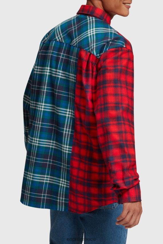 άνδρες Esprit το κόκκινο φανελένιο πουκάμισο με μικτό συνονθύλευμα πουκάμισα 0J044P790