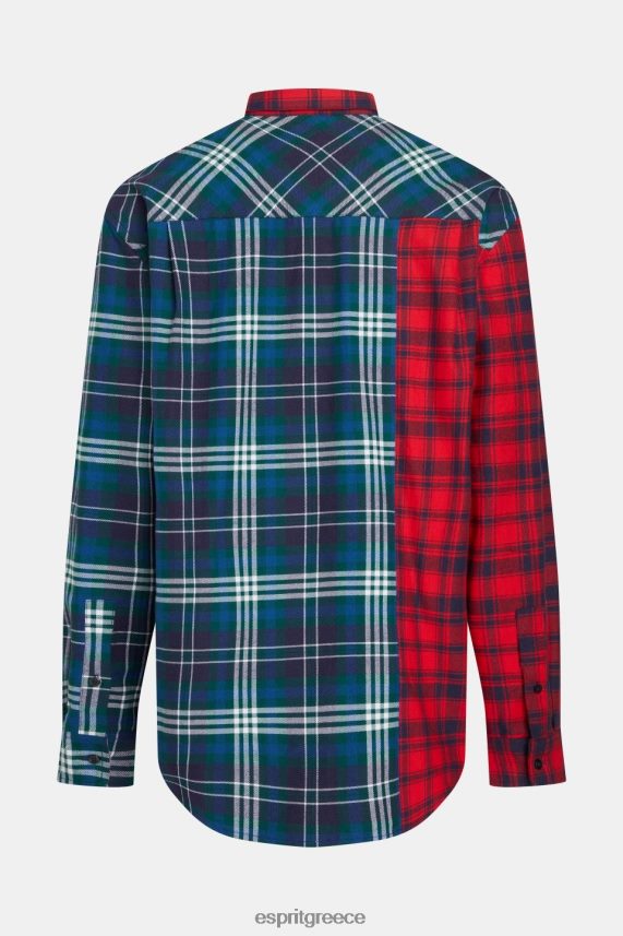 άνδρες Esprit το κόκκινο φανελένιο πουκάμισο με μικτό συνονθύλευμα πουκάμισα 0J044P790