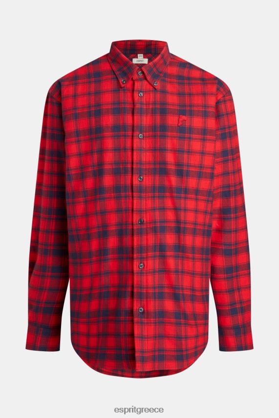 άνδρες Esprit το κόκκινο καρό φανελένιο πουκάμισο πουκάμισα 0J044P792