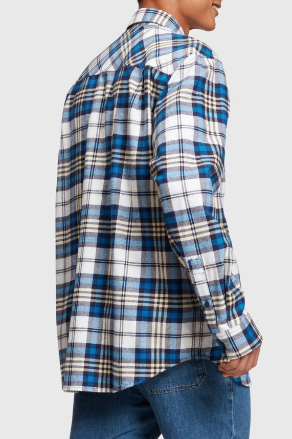 άνδρες Esprit μπλε καρό φανελένιο πουκάμισο πουκάμισα 0J044P793