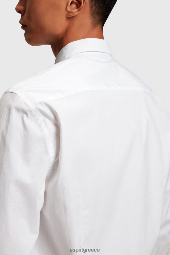 άνδρες Esprit άσπρο πουκάμισο από ποπλίνα με διακριτικό δελφίνι πουκάμισα 0J044P802