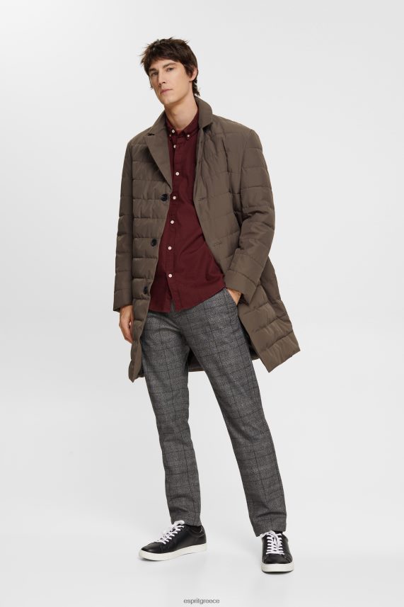 άνδρες Esprit κόκκινο μπορντό βαμβακερό πουκάμισο με κουμπί πουκάμισα 0J044P814