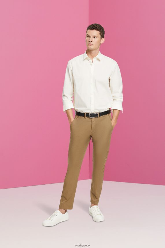 άνδρες Esprit υπόλευκο βιώσιμο βαμβακερό πουκάμισο πουκάμισα 0J044P831