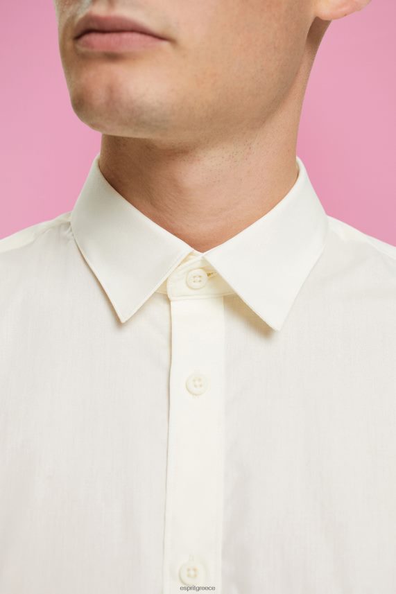 άνδρες Esprit υπόλευκο βιώσιμο βαμβακερό πουκάμισο πουκάμισα 0J044P831