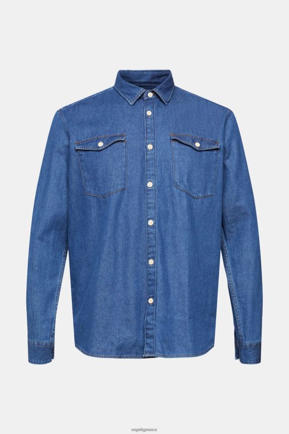 άνδρες Esprit μπλε μέτριο πλύσιμο τζιν πουκάμισο πουκάμισα 0J044P833