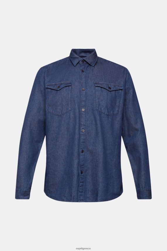 άνδρες Esprit μπλε σκούρο πλύσιμο τζιν πουκάμισο πουκάμισα 0J044P835
