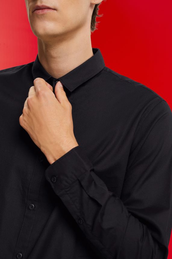 άνδρες Esprit μαύρος πουκάμισο σε λεπτή εφαρμογή πουκάμισα 0J044P853