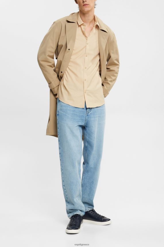 άνδρες Esprit κρεμ μπεζ πουκάμισο σε λεπτή εφαρμογή πουκάμισα 0J044P854