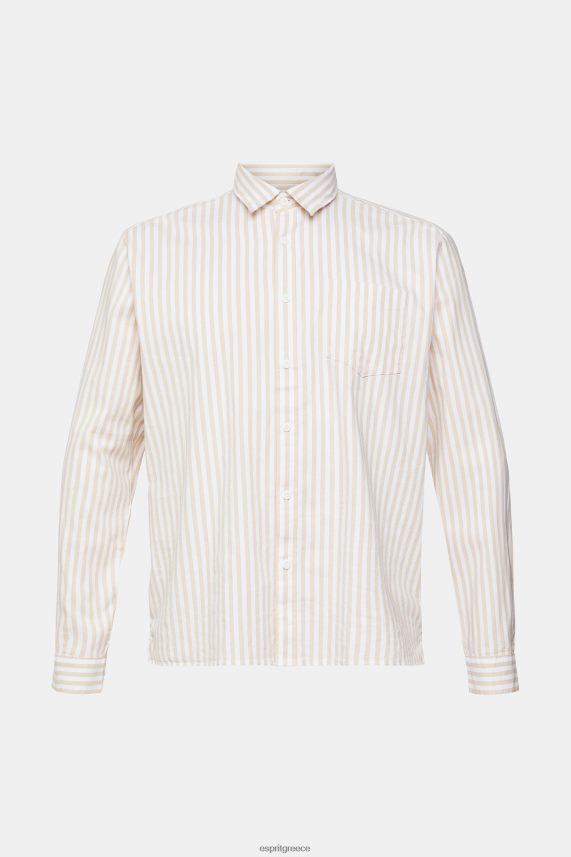 άνδρες Esprit κρεμ μπεζ ριγέ πουκάμισο πουκάμισα 0J044P871