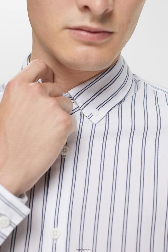 άνδρες Esprit άσπρο ριγέ πουκάμισο με κουμπιά πουκάμισα 0J044P884