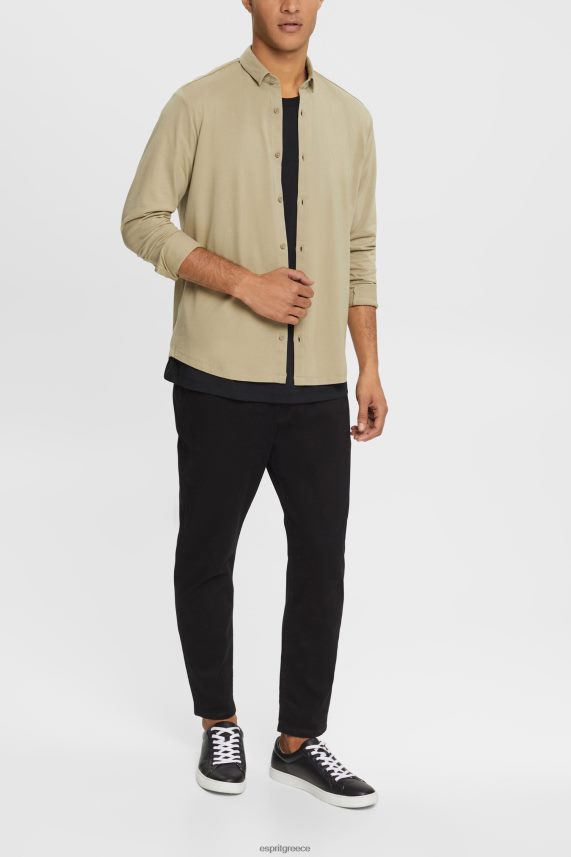 άνδρες Esprit χλωμό χακί πουκάμισο φανέλας πουκάμισα 0J044P888
