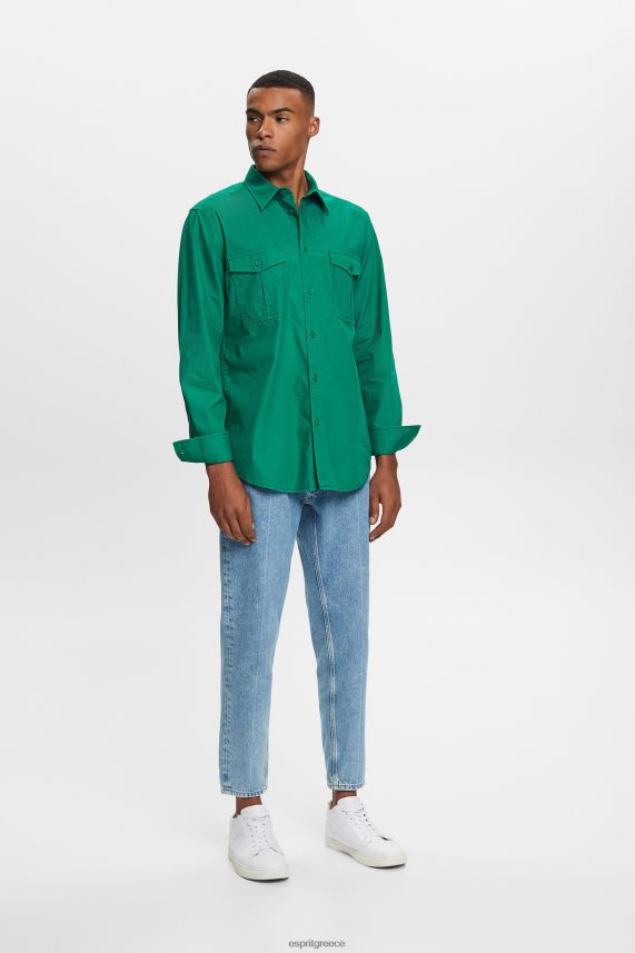 άνδρες Esprit σκούρο πράσινο χρηστικό πουκάμισο, 100% βαμβάκι πουκάμισα 0J044P572