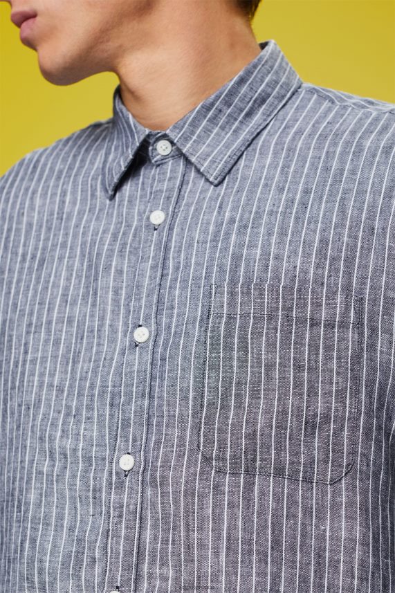 άνδρες Esprit ΠΟΛΕΜΙΚΟ ΝΑΥΤΙΚΟ ριγέ πουκάμισο, 100% λινό πουκάμισα 0J044P596