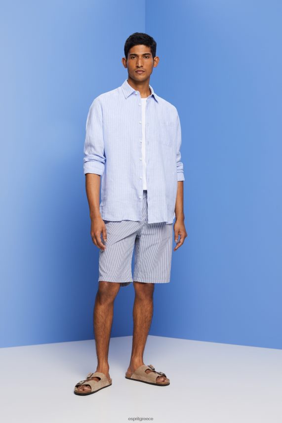 άνδρες Esprit γαλάζιο λεβάντα ριγέ πουκάμισο, 100% λινό πουκάμισα 0J044P597