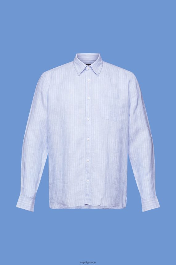 άνδρες Esprit γαλάζιο λεβάντα ριγέ πουκάμισο, 100% λινό πουκάμισα 0J044P597