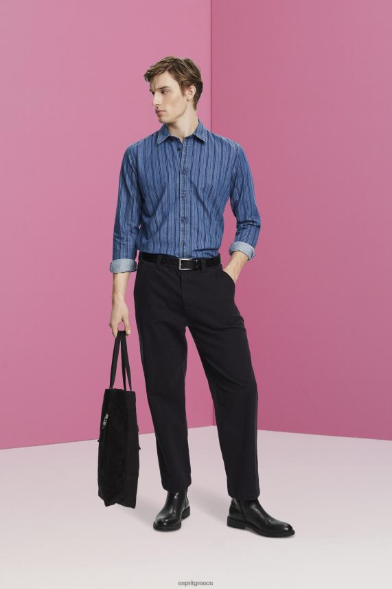 άνδρες Esprit ΠΟΛΕΜΙΚΟ ΝΑΥΤΙΚΟ slim fit τζιν πουκάμισο με ρίγες πουκάμισα 0J044P717