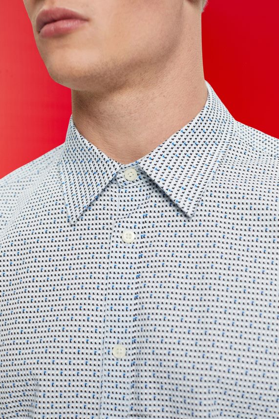 άνδρες Esprit γαλάζιο slim fit πουκάμισο με σχέδιο παντού πουκάμισα 0J044P778