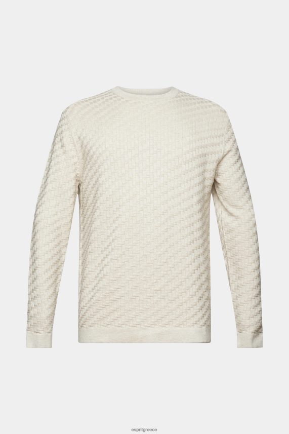 άνδρες Esprit ελαφρύ γκρι ανάγλυφο λαιμό πλήρωμα πουλόβερ 0J044P718