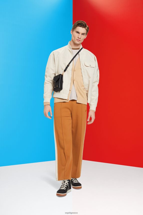 άνδρες Esprit μπεζ Βαμβακερή ζακέτα με λαιμόκοψη πουλόβερ 0J044P775