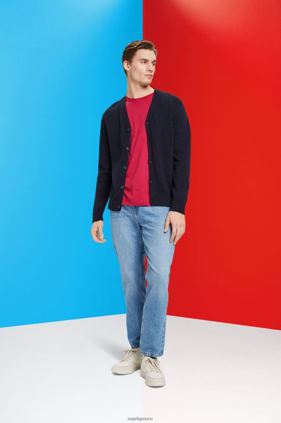 άνδρες Esprit ΠΟΛΕΜΙΚΟ ΝΑΥΤΙΚΟ Βαμβακερή ζακέτα με λαιμόκοψη πουλόβερ 0J044P776