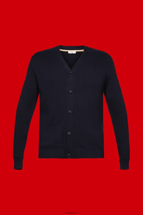 άνδρες Esprit ΠΟΛΕΜΙΚΟ ΝΑΥΤΙΚΟ Βαμβακερή ζακέτα με λαιμόκοψη πουλόβερ 0J044P776