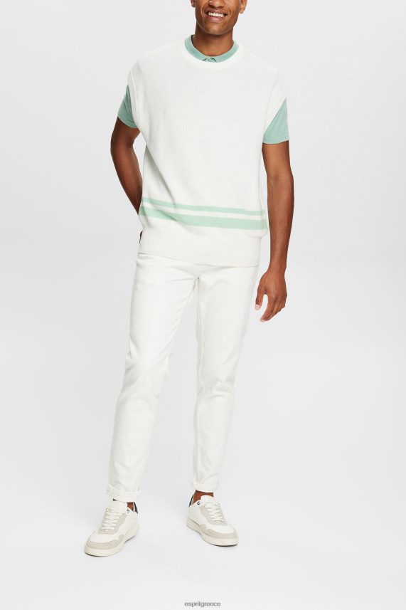 άνδρες Esprit υπόλευκο φανελάκι με δύο ρίγες πουλόβερ 0J044P841