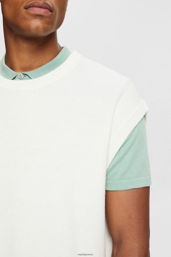 άνδρες Esprit υπόλευκο φανελάκι με δύο ρίγες πουλόβερ 0J044P841