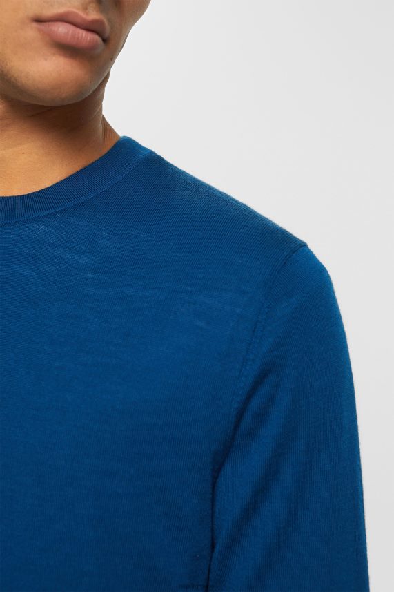 άνδρες Esprit μπλε βενζίνης πλεκτό μάλλινο πουλόβερ πουλόβερ 0J044P905