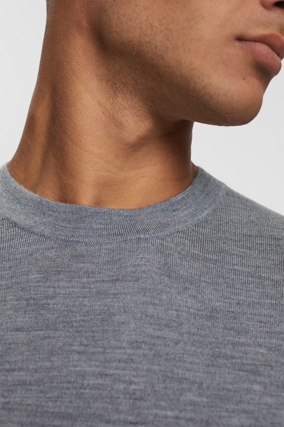 άνδρες Esprit γκρί πλεκτό μάλλινο πουλόβερ πουλόβερ 0J044P907